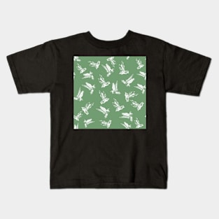 Herring plovers in flight, green background Kids T-Shirt